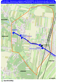 Tymczasowe wydłużenie trasy podstawowej linii 6 w Milejowicach