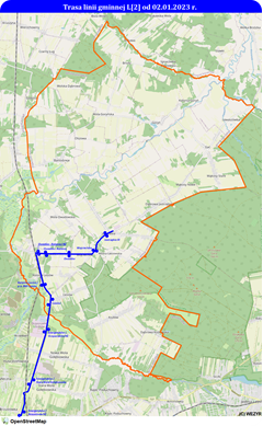 Przebieg trasy linii L[2] od 02.01.2023 r.