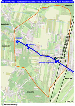Wydłużenie trasy podstawowej linii 6 w Milejowicach