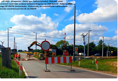 zamknięty przejazd kolejowo-drogowy LK26 z DP 3537W w Groszowicach-Choiny